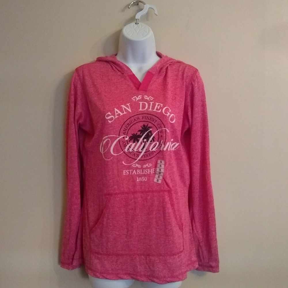 Tee Max heathered red San Diego hooded long sleeve